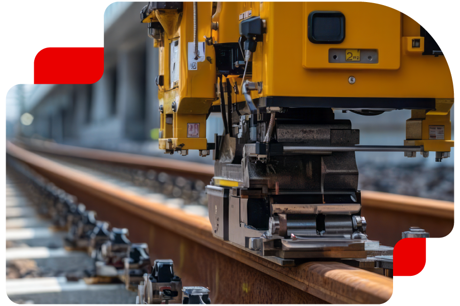 Maquinaria de construcción en vías de tren